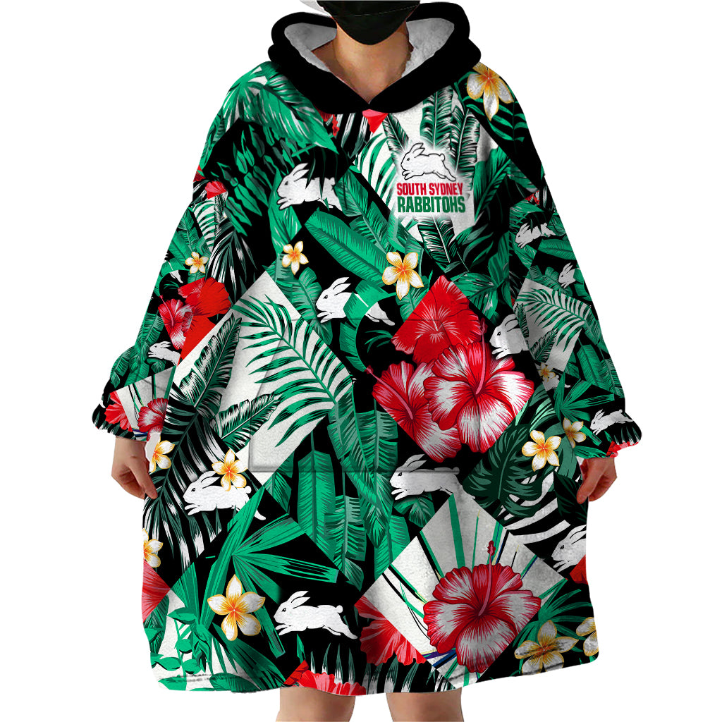 rabbitohs-rugby-wearable-blanket-hoodie-fashion-tropical-jungle-flowers