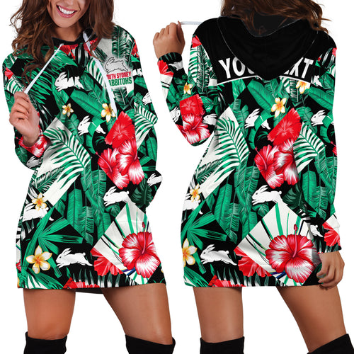 custom-personalised-rabbitohs-rugby-hoodie-dress-fashion-tropical-jungle-flowers