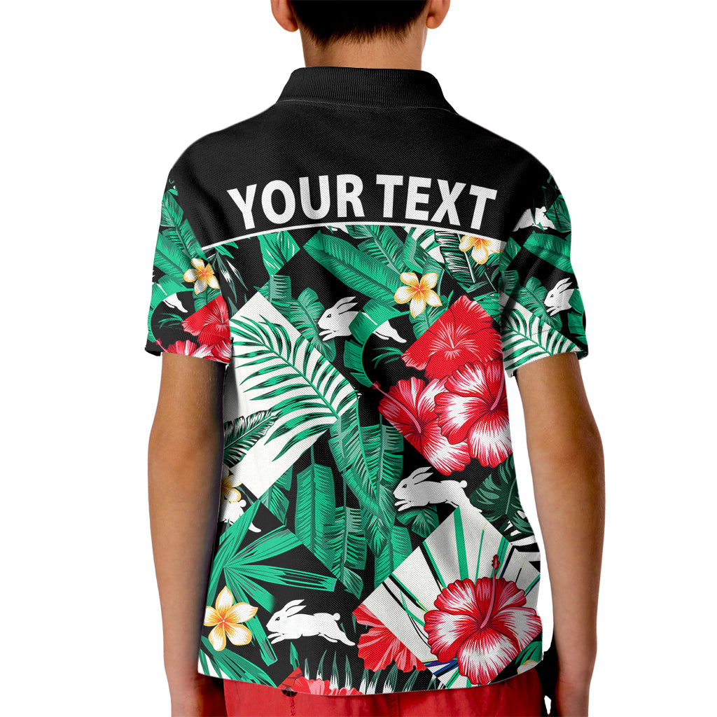custom-personalised-rabbitohs-rugby-kid-polo-shirt-fashion-tropical-jungle-flowers