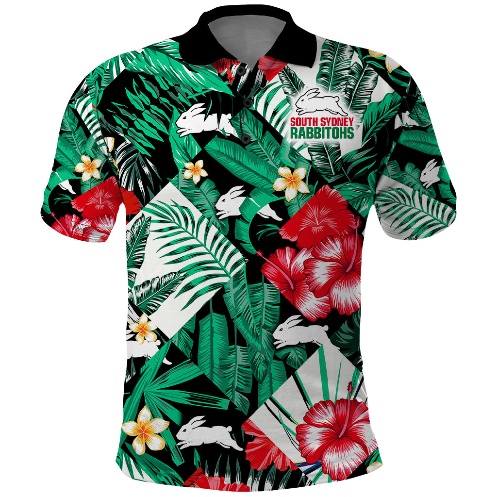custom-personalised-rabbitohs-rugby-polo-shirt-fashion-tropical-jungle-flowers