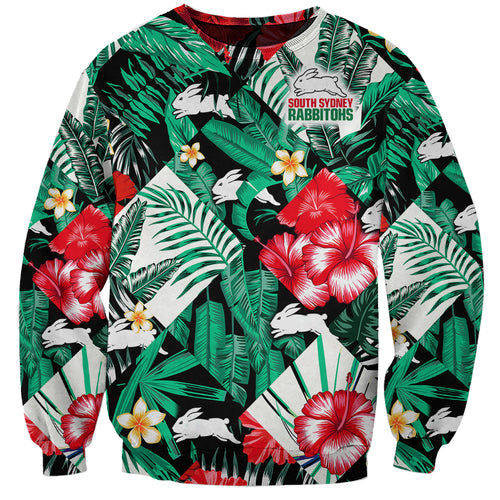 custom-personalised-rabbitohs-rugby-sweatshirt-fashion-tropical-jungle-flowers