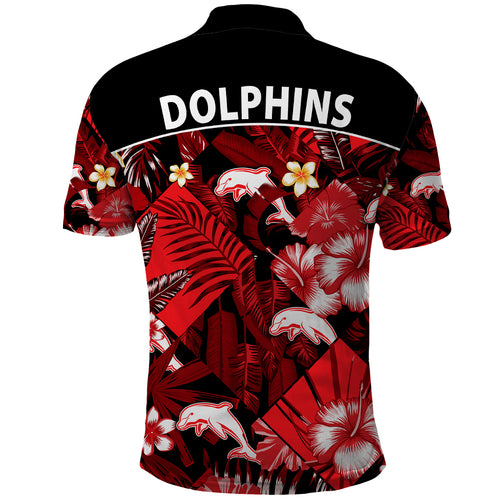 dolphins-rugby-polo-shirt-fashion-tropical-jungle-flowers