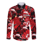 custom-personalised-dolphins-rugby-long-sleeve-button-shirt-fashion-tropical-jungle-flowers