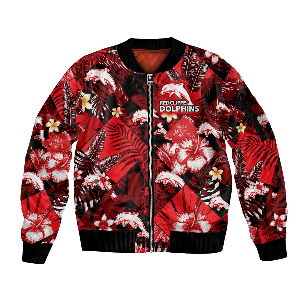 custom-personalised-dolphins-rugby-sleeve-zip-bomber-jacket-fashion-tropical-jungle-flowers