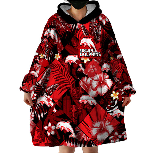 custom-personalised-dolphins-rugby-wearable-blanket-hoodie-fashion-tropical-jungle-flowers