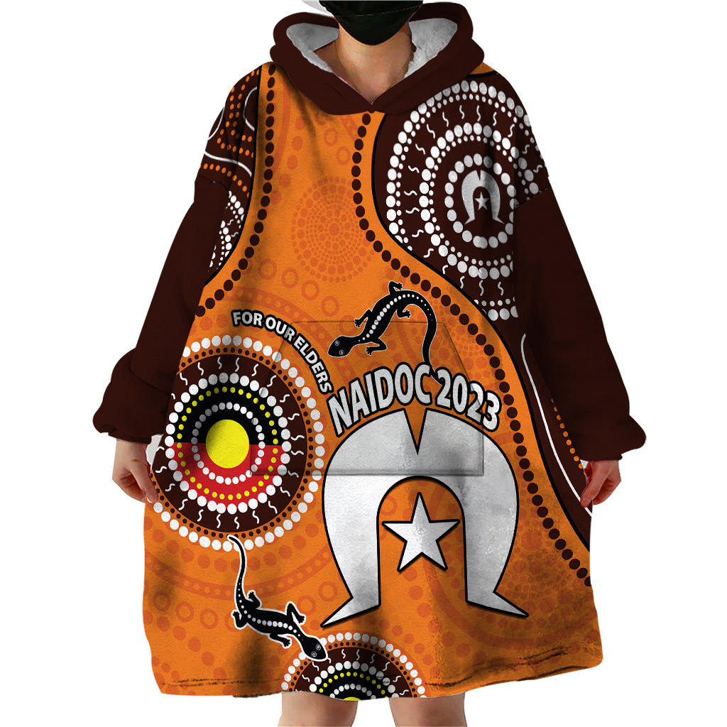 2023-naidoc-week-wearable-blanket-hoodie-lizard-aboriginal