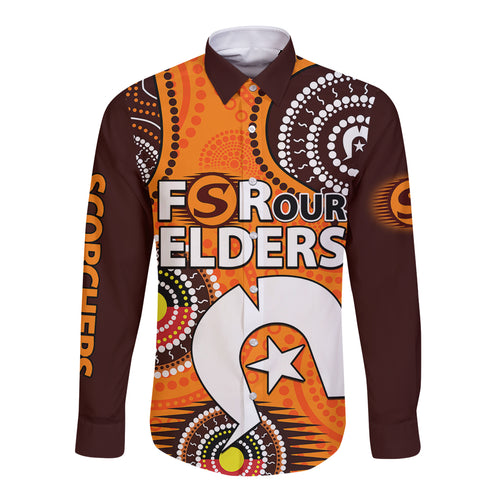 custom-text-and-number-2023-scorchers-bbl-long-sleeve-button-shirt-aboriginal-naidoc-for-our-elders