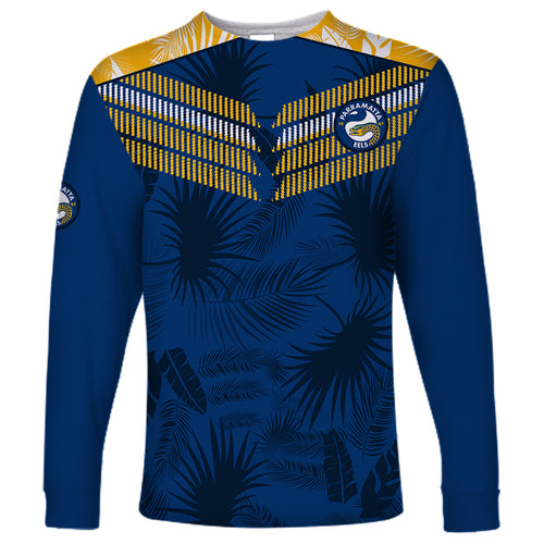 parramatta-eels-rugby-long-sleeve-shirt-simple-hawaiian-palms-leaf