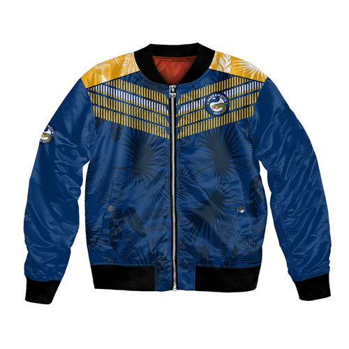 custom-text-and-number-parramatta-eels-rugby-bomber-jacket-simple-hawaiian-palms-leaf