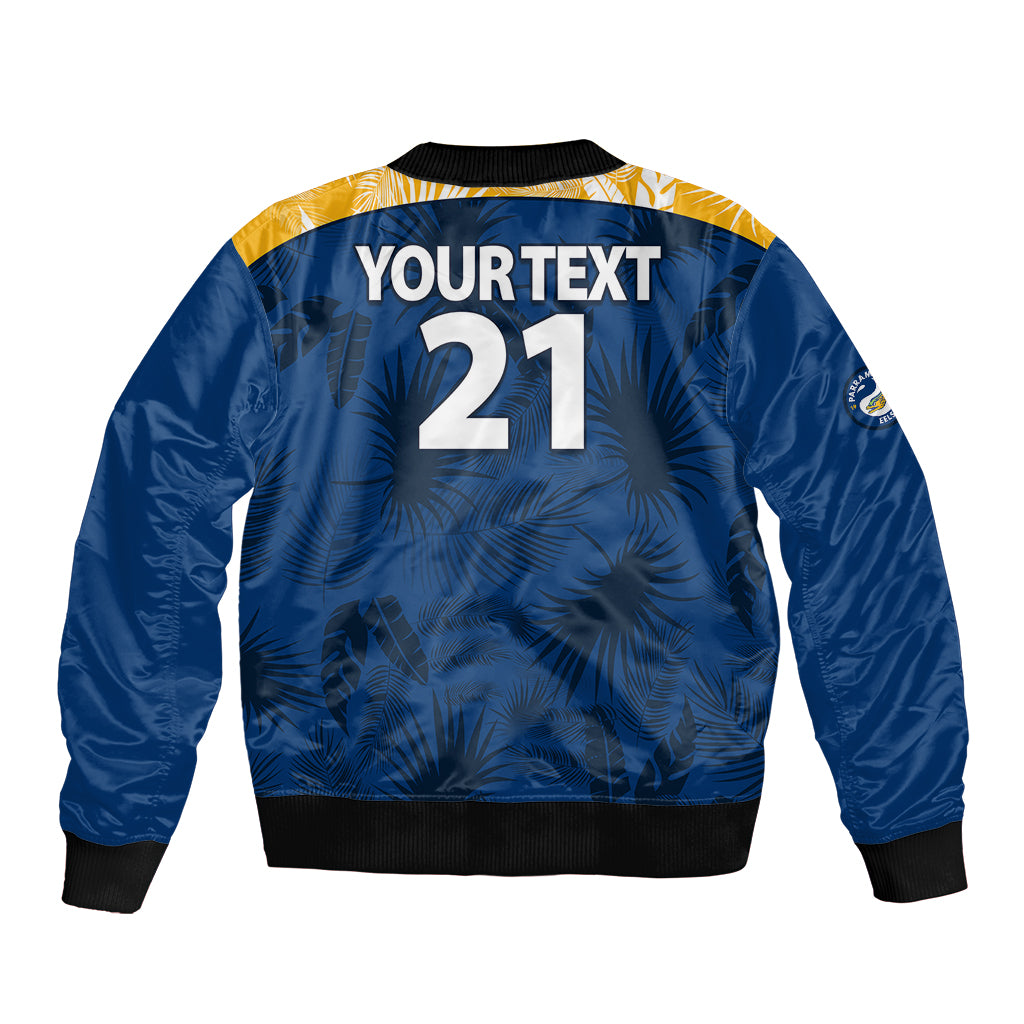 custom-text-and-number-parramatta-eels-rugby-bomber-jacket-simple-hawaiian-palms-leaf