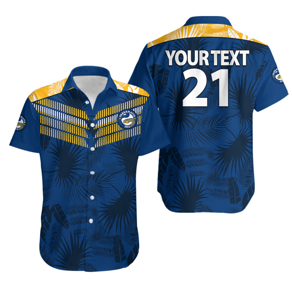 custom-text-and-number-parramatta-eels-rugby-hawaiian-shirt-simple-hawaiian-palms-leaf