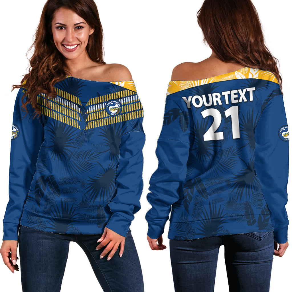 custom-text-and-number-parramatta-eels-rugby-off-shoulder-sweater-simple-hawaiian-palms-leaf