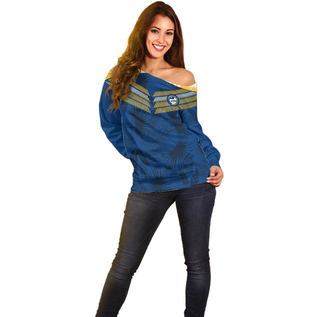custom-text-and-number-parramatta-eels-rugby-off-shoulder-sweater-simple-hawaiian-palms-leaf