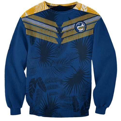 custom-text-and-number-parramatta-eels-rugby-sweatshirt-simple-hawaiian-palms-leaf