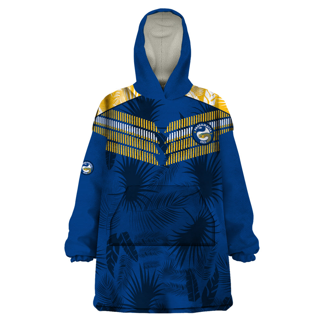 custom-text-and-number-parramatta-eels-rugby-wearable-blanket-hoodie-simple-hawaiian-palms-leaf