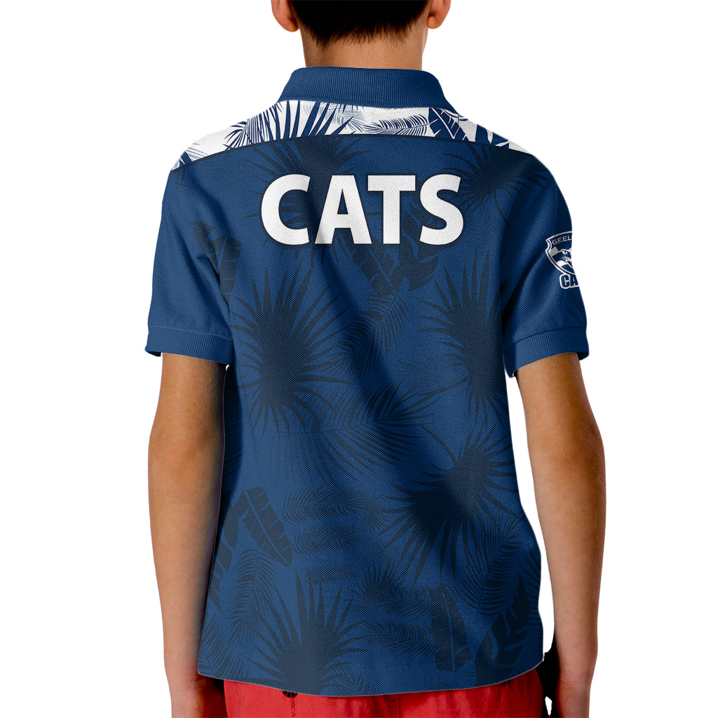 geelong-cats-football-kid-polo-shirt-simple-hawaiian-palms-leaf