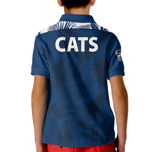 geelong-cats-football-kid-polo-shirt-simple-hawaiian-palms-leaf
