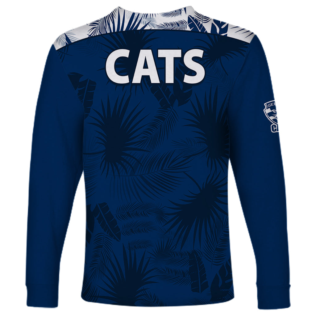 geelong-cats-football-long-sleeve-shirt-simple-hawaiian-palms-leaf