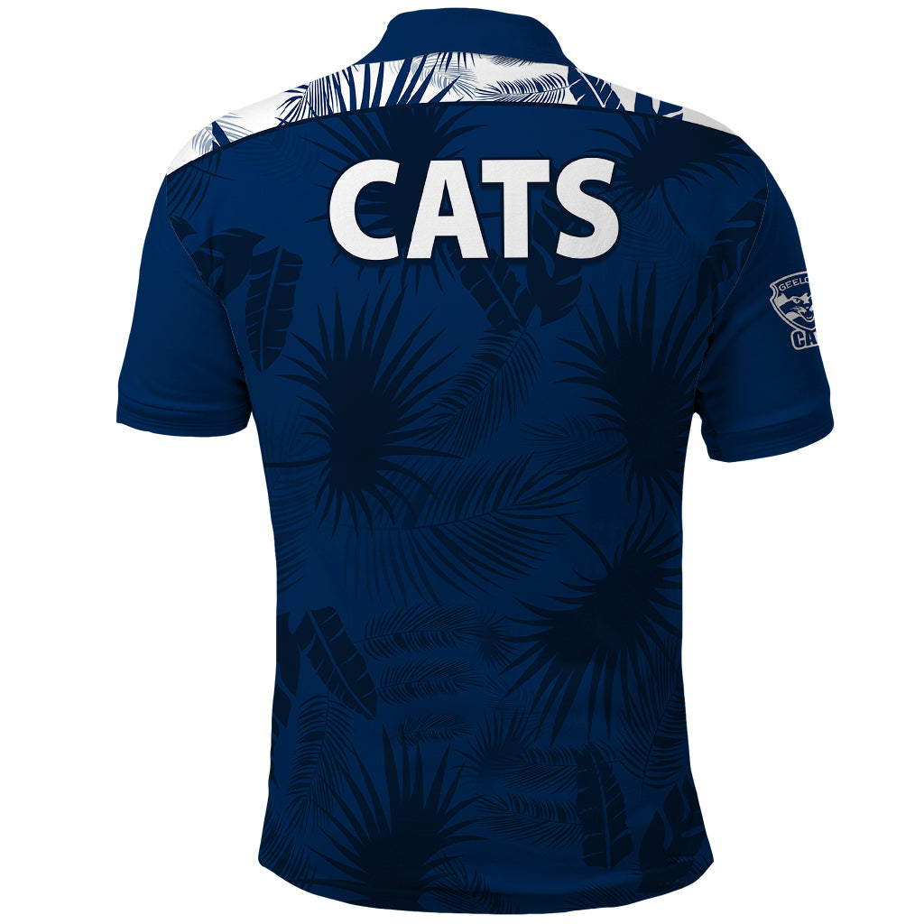 geelong-cats-football-polo-shirt-simple-hawaiian-palms-leaf