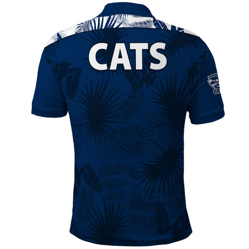 geelong-cats-football-polo-shirt-simple-hawaiian-palms-leaf