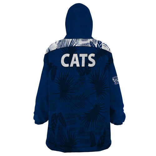 geelong-cats-football-wearable-blanket-hoodie-simple-hawaiian-palms-leaf