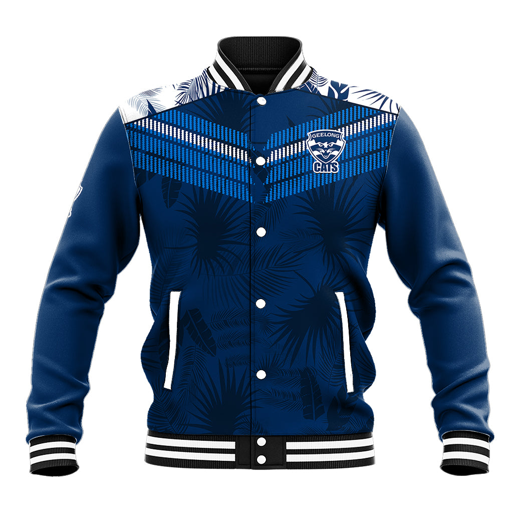 custom-text-and-number-geelong-cats-football-baseball-jacket-simple-hawaiian-palms-leaf