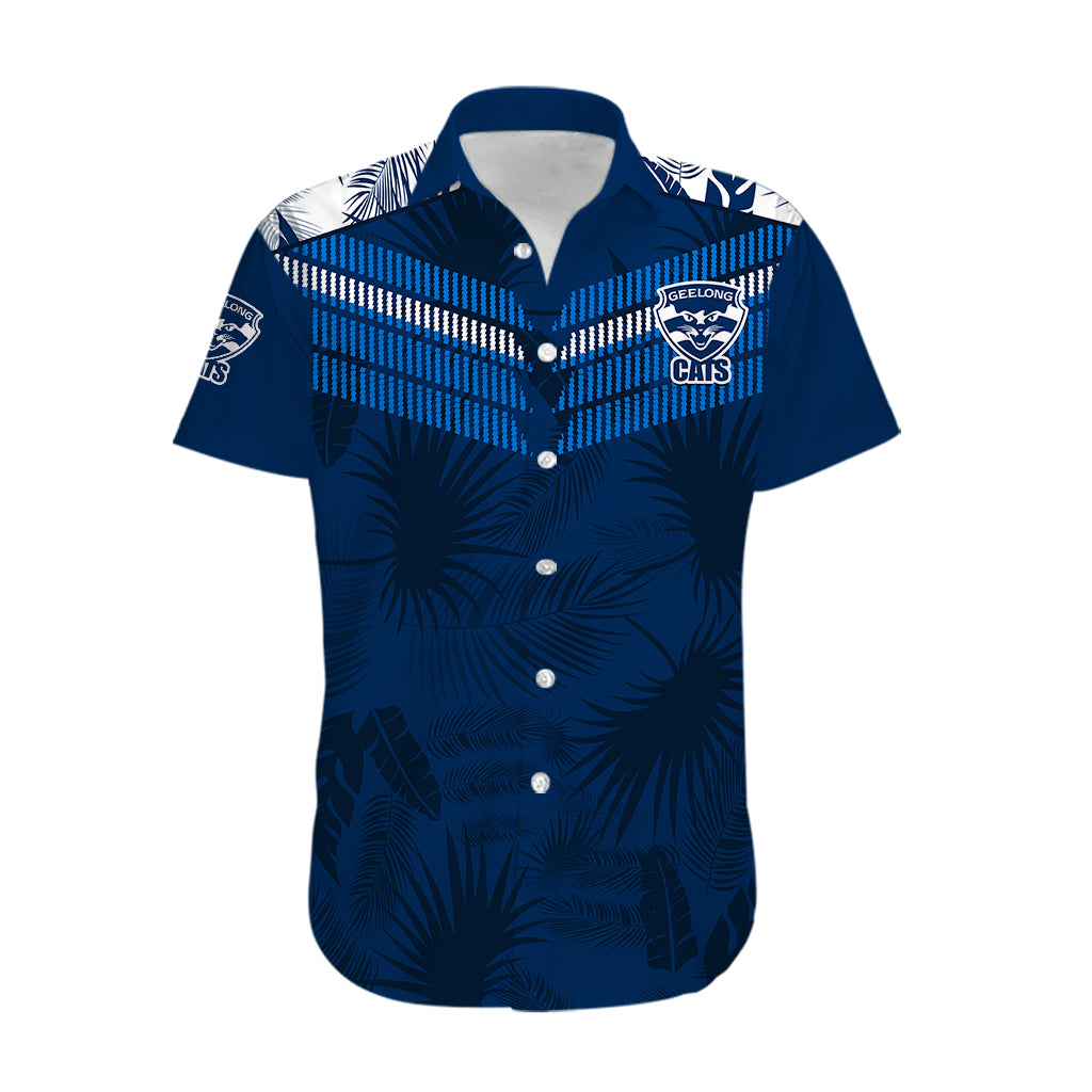 custom-text-and-number-geelong-cats-football-hawaiian-shirt-simple-hawaiian-palms-leaf