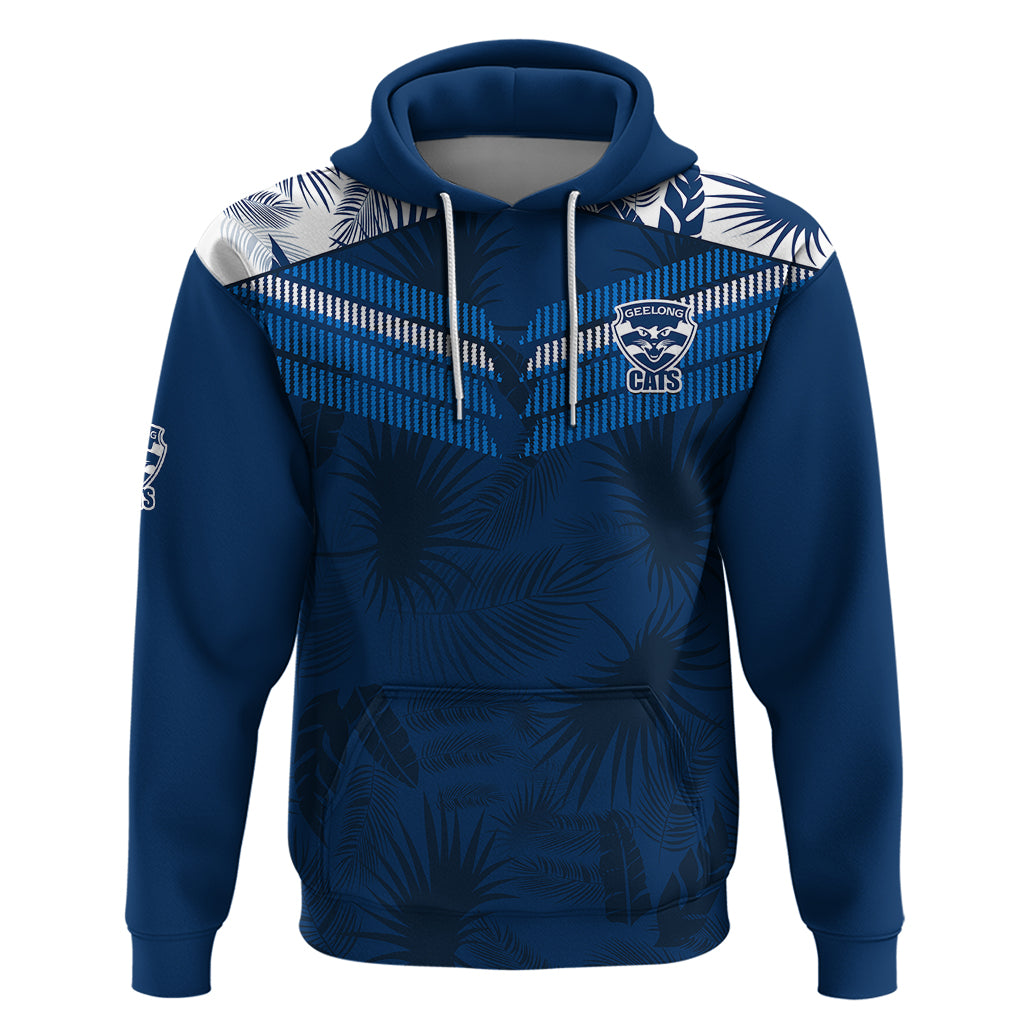 custom-text-and-number-geelong-cats-football-hoodie-simple-hawaiian-palms-leaf