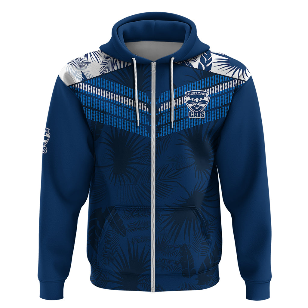 custom-text-and-number-geelong-cats-football-hoodie-simple-hawaiian-palms-leaf