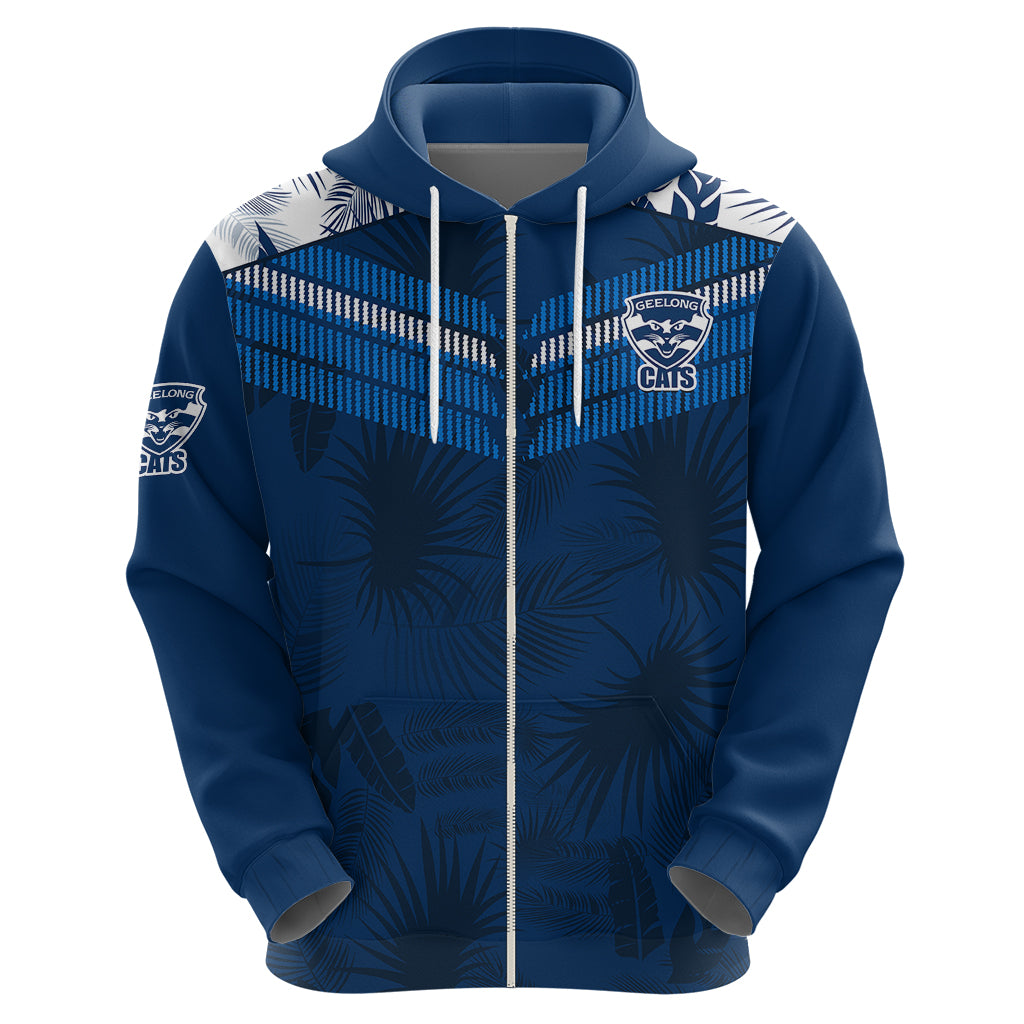 custom-text-and-number-geelong-cats-football-hoodie-simple-hawaiian-palms-leaf