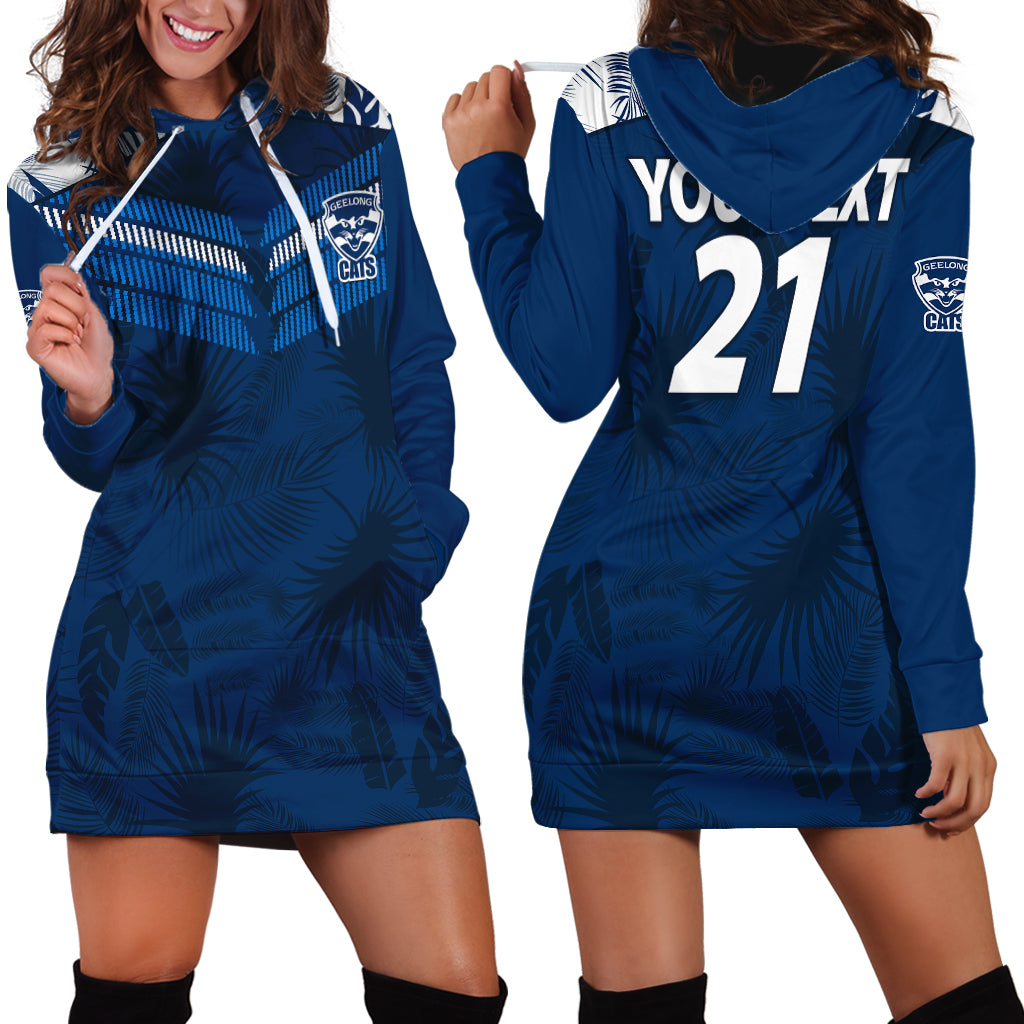 custom-text-and-number-geelong-cats-football-hoodie-dress-simple-hawaiian-palms-leaf