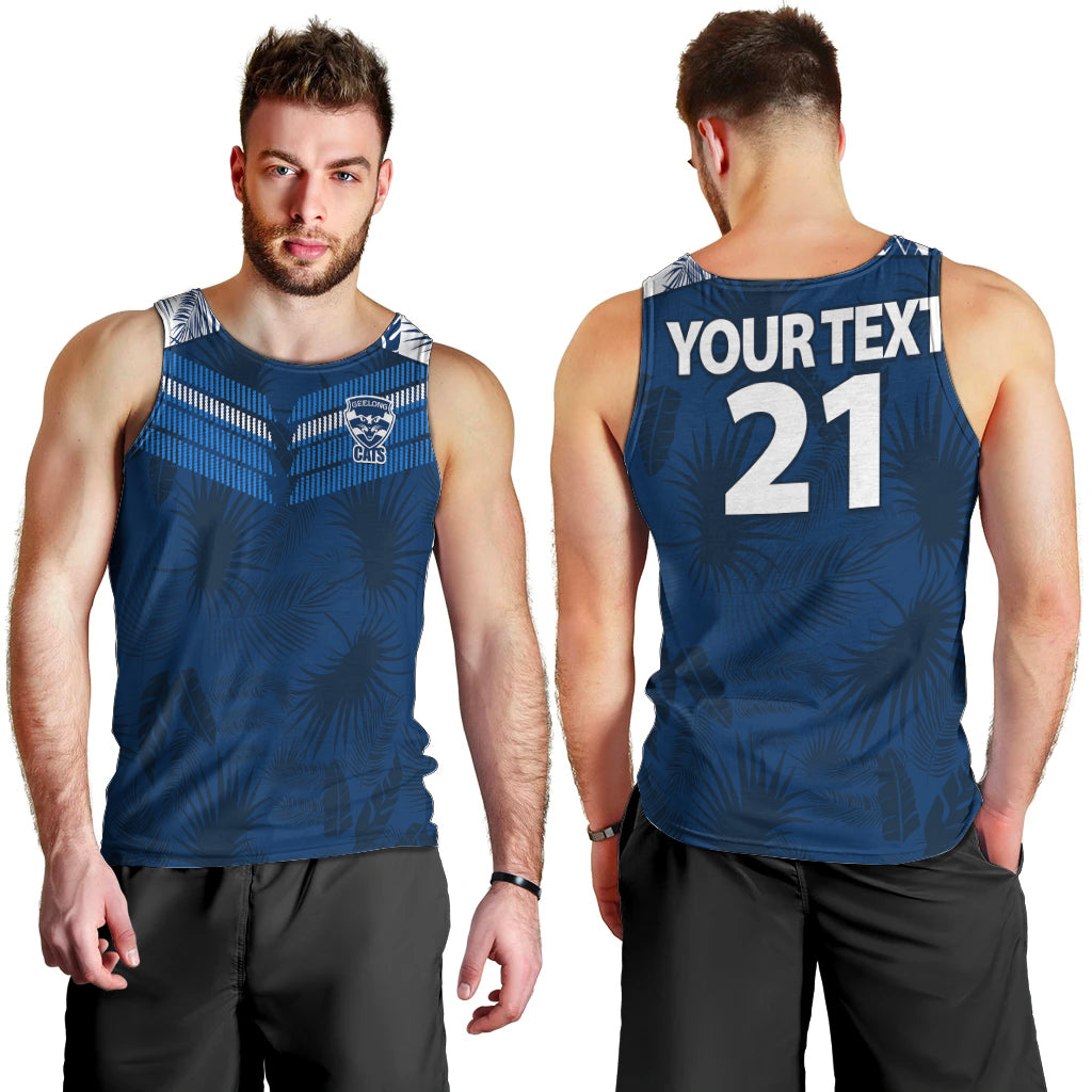 custom-text-and-number-geelong-cats-football-men-tank-top-simple-hawaiian-palms-leaf