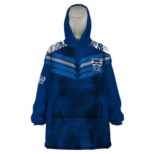 custom-text-and-number-geelong-cats-football-wearable-blanket-hoodie-simple-hawaiian-palms-leaf