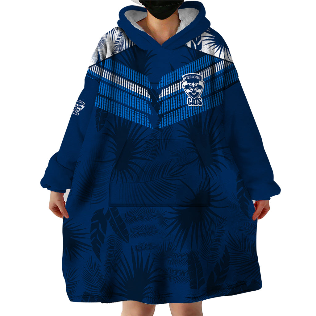 custom-text-and-number-geelong-cats-football-wearable-blanket-hoodie-simple-hawaiian-palms-leaf
