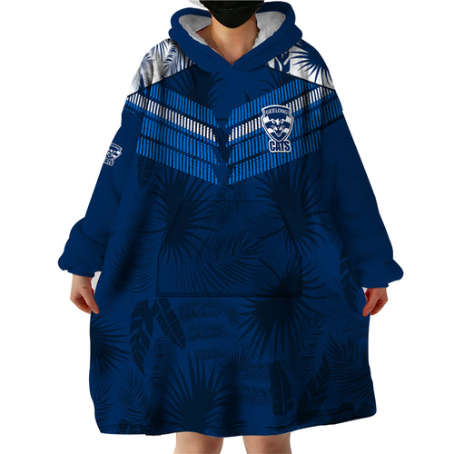 custom-text-and-number-geelong-cats-football-wearable-blanket-hoodie-simple-hawaiian-palms-leaf