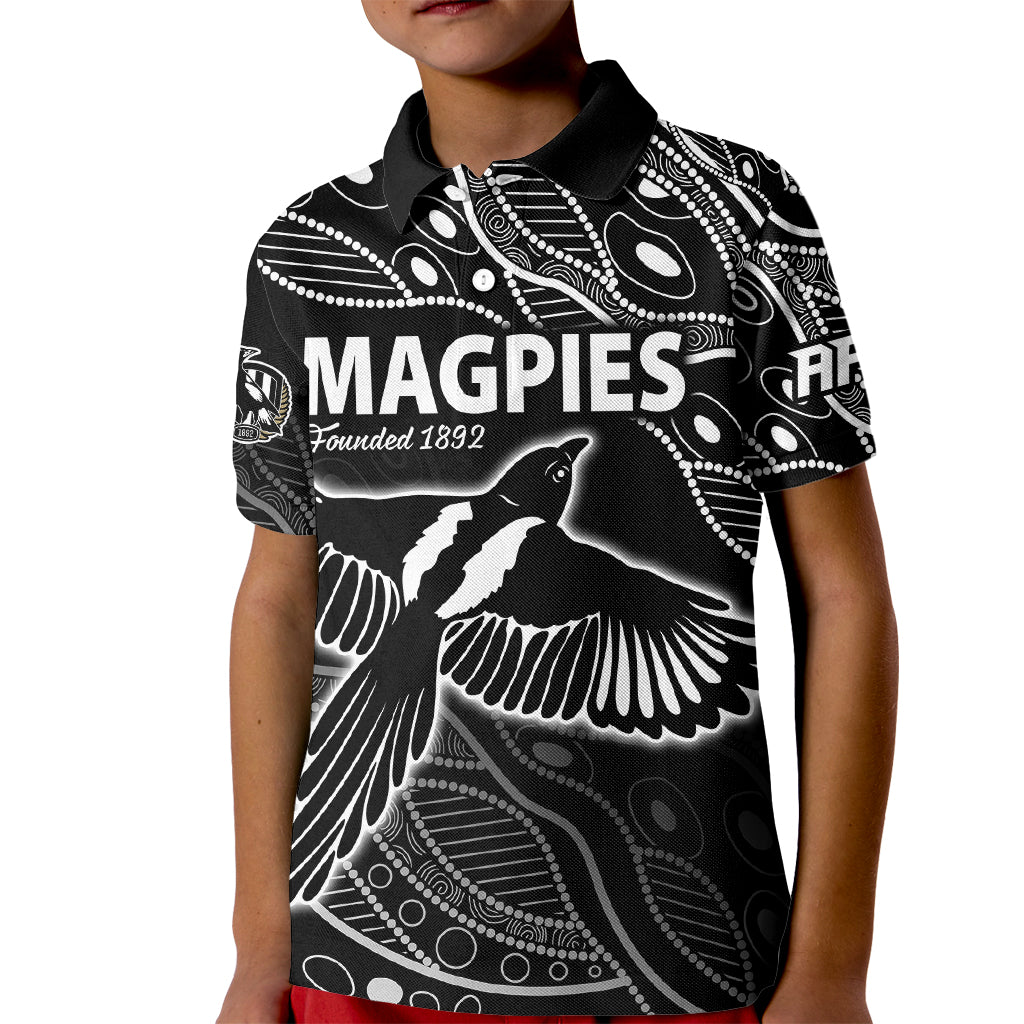 custom-text-and-number-2023-collingwood-magpies-football-kid-polo-shirt-pies-founded-1892