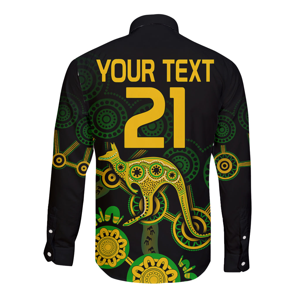 custom-text-and-number-australia-soccer-long-sleeve-button-shirt-matildas-world-cup-with-kangaroo