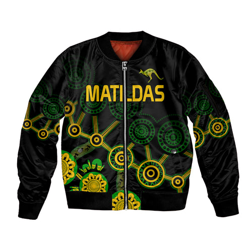 custom-text-and-number-australia-soccer-sleeve-zip-bomber-jacket-matildas-world-cup-with-kangaroo