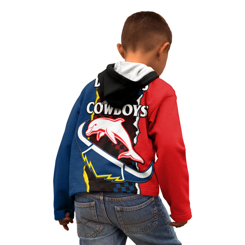 nrl-combine-dolphins-and-cowboys-kid-hoodie