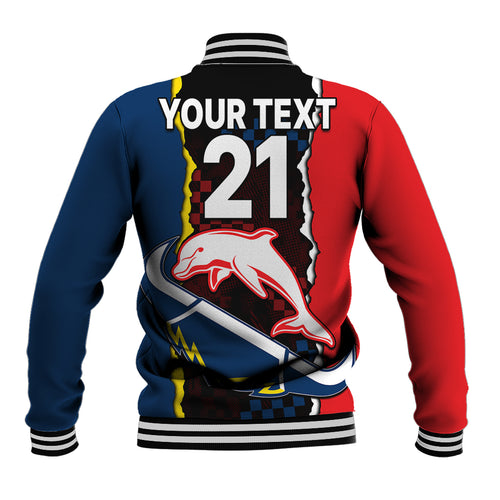 custom-text-and-number-nrl-combine-dolphins-and-cowboys-baseball-jacket