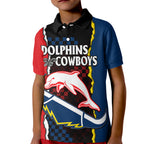 custom-text-and-number-nrl-combine-dolphins-and-cowboys-kid-polo-shirt