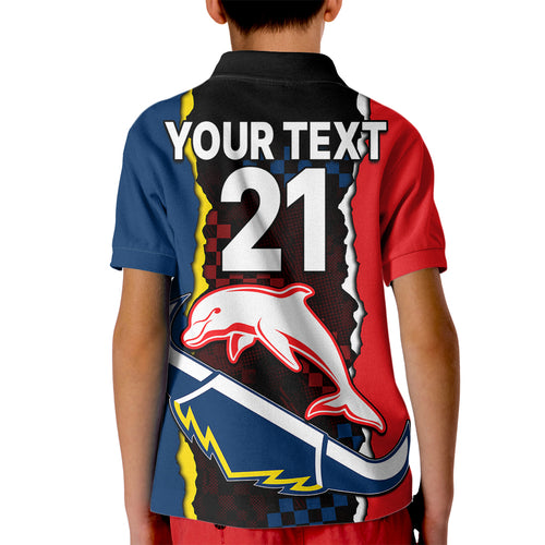 custom-text-and-number-nrl-combine-dolphins-and-cowboys-kid-polo-shirt