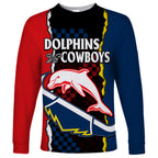 custom-text-and-number-nrl-combine-dolphins-and-cowboys-long-sleeve-shirt