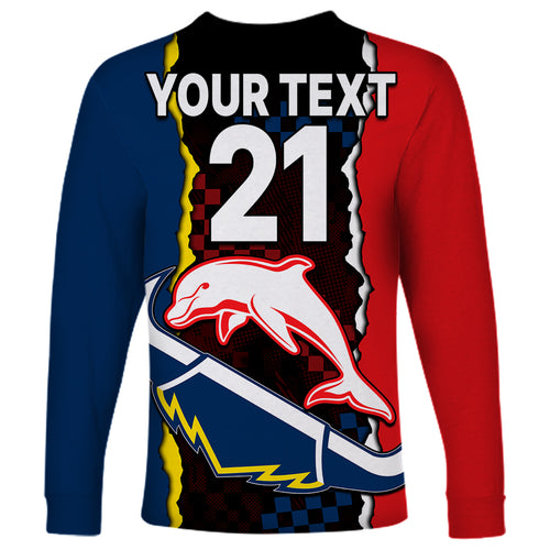 custom-text-and-number-nrl-combine-dolphins-and-cowboys-long-sleeve-shirt