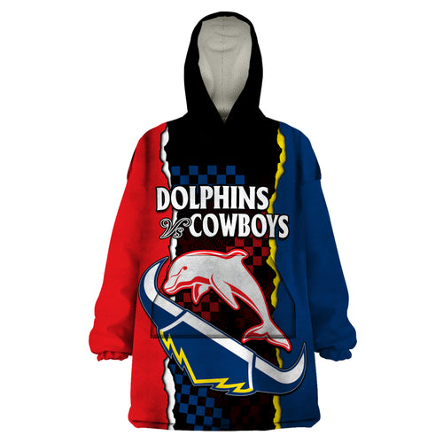 custom-text-and-number-nrl-combine-dolphins-and-cowboys-wearable-blanket-hoodie