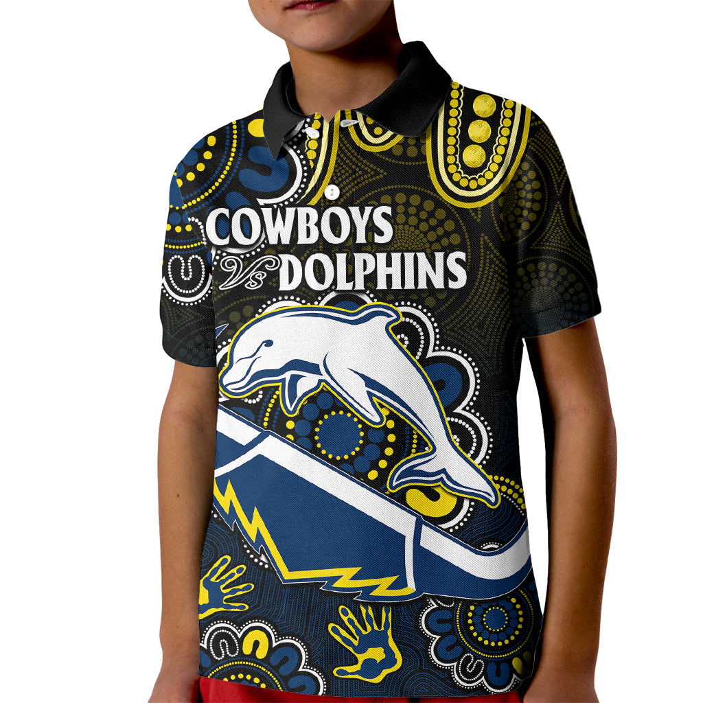 custom-text-and-number-nrl-combine-dolphins-and-cowboys-kid-polo-shirt-aboriginal