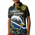 custom-text-and-number-nrl-combine-dolphins-and-cowboys-kid-polo-shirt-aboriginal