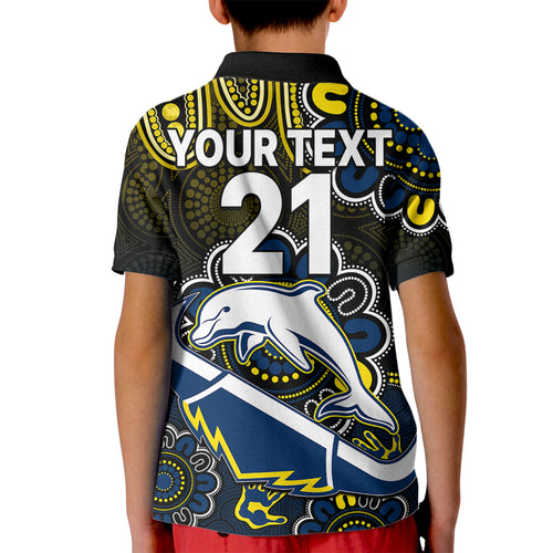 custom-text-and-number-nrl-combine-dolphins-and-cowboys-kid-polo-shirt-aboriginal