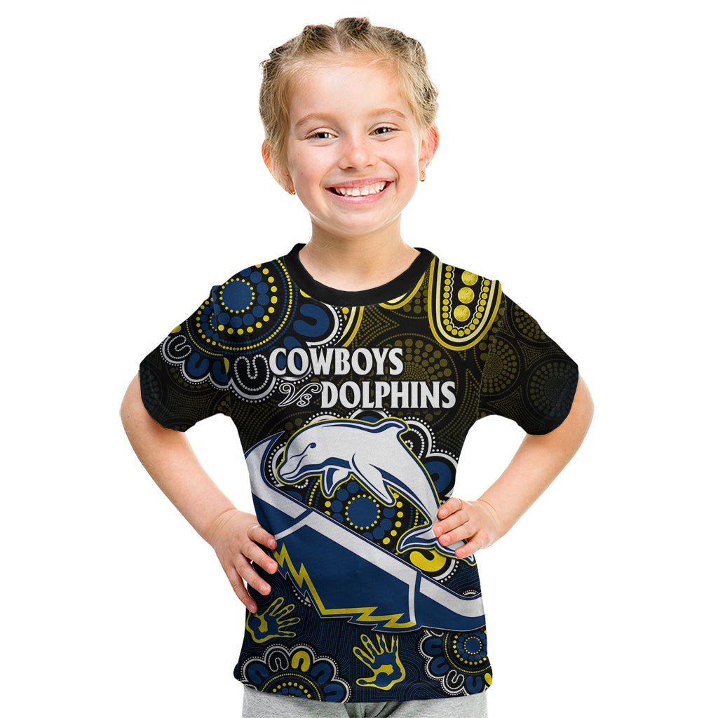 custom-text-and-number-nrl-combine-dolphins-and-cowboys-kid-t-shirt-aboriginal