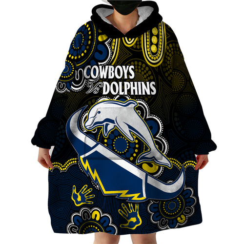 custom-text-and-number-nrl-combine-dolphins-and-cowboys-wearable-blanket-hoodie-aboriginal